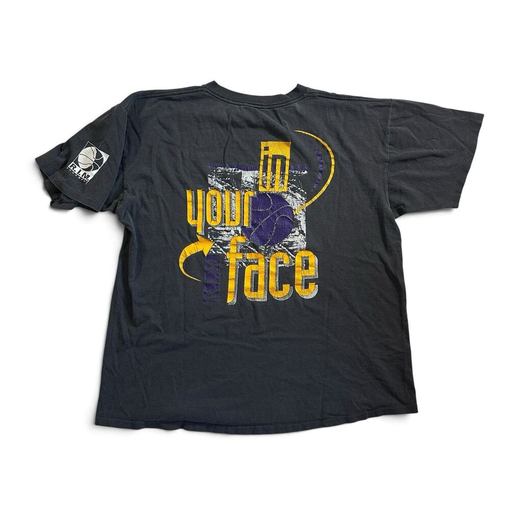 Vintage Thunder Island T Shirt IN YOUR FACE 1993 Basketball Faded Black 90s